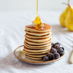 Vegan Drop Pancakes with Creme Fraiche and berries Food & Drink