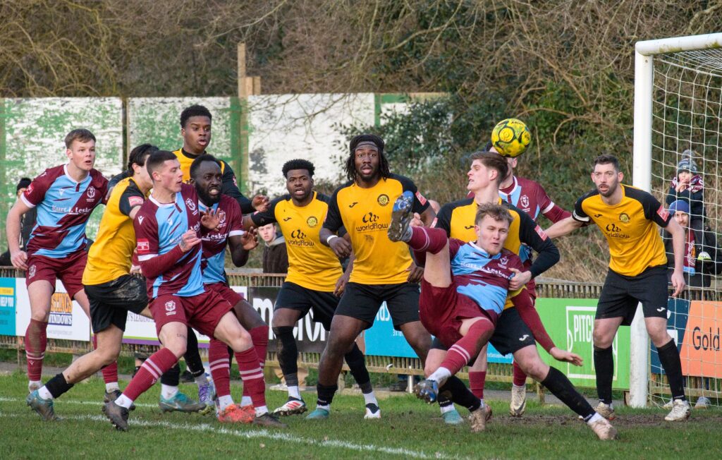 The current image has no alternative text. The file name is: SPORT-Goalmouth-action-v-Merstham-scaled.jpg